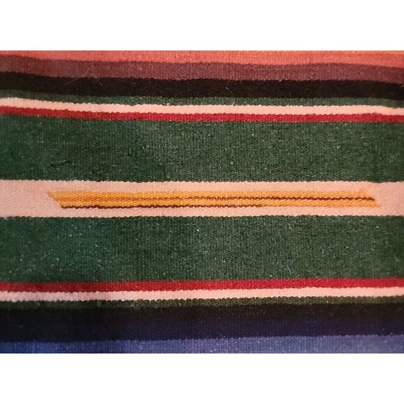 Vintage Mexican Wool Blend Serape Blanket Brick Red 36x77 - Picture 4 of 9